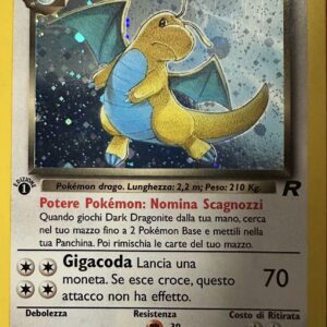 5/82 Dark Dragonite Holo Prima Edizione ITA "Swirl" Excellent
